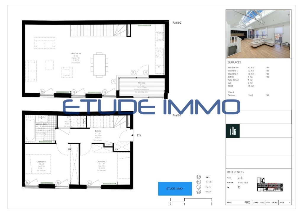 Duplex invers� Lille Gambetta 78 m� � Loft lumineux avec balcon, parking et cave